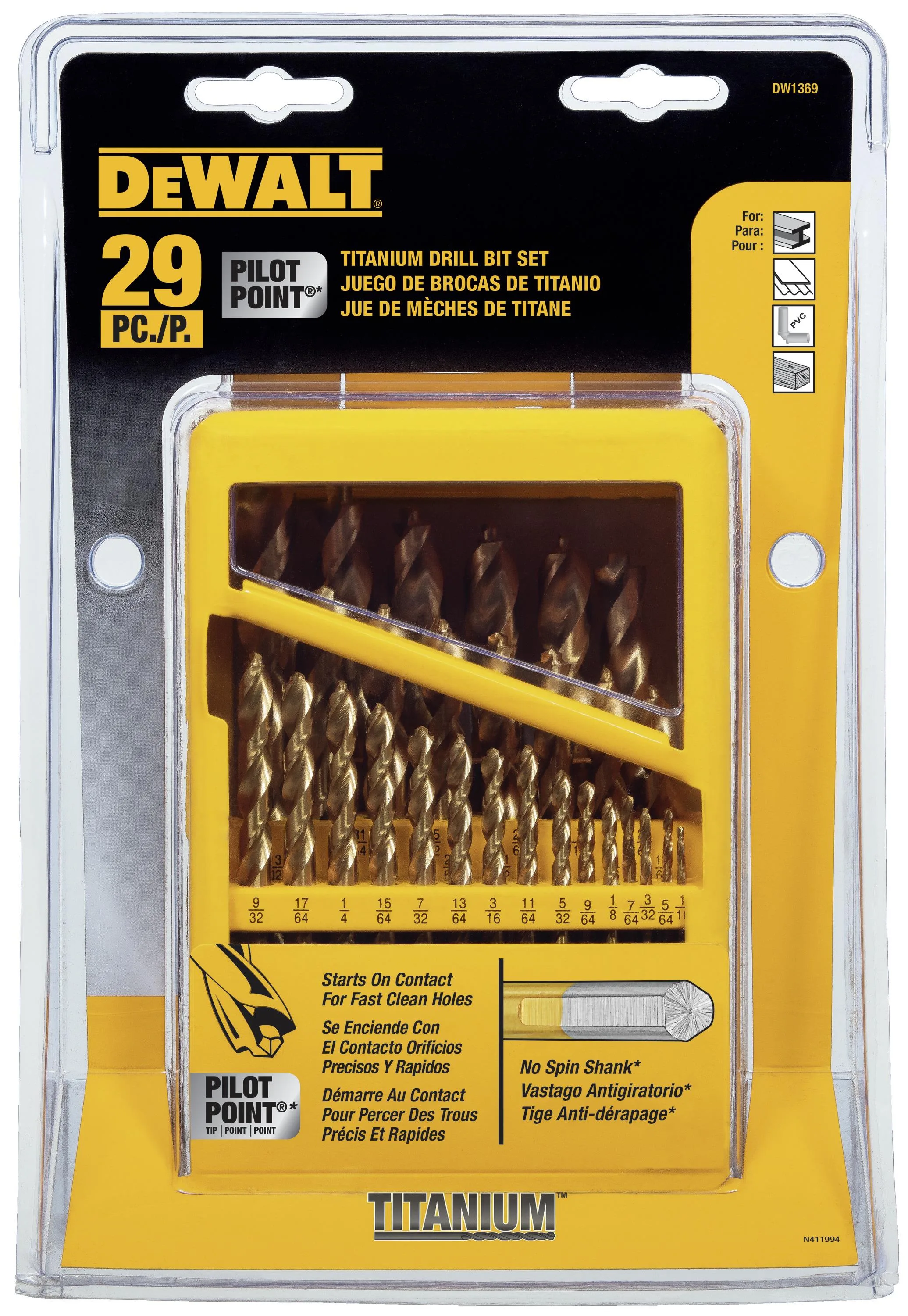 DeWalt 29Pc Titanium Pilot Point Drill Bit Set
