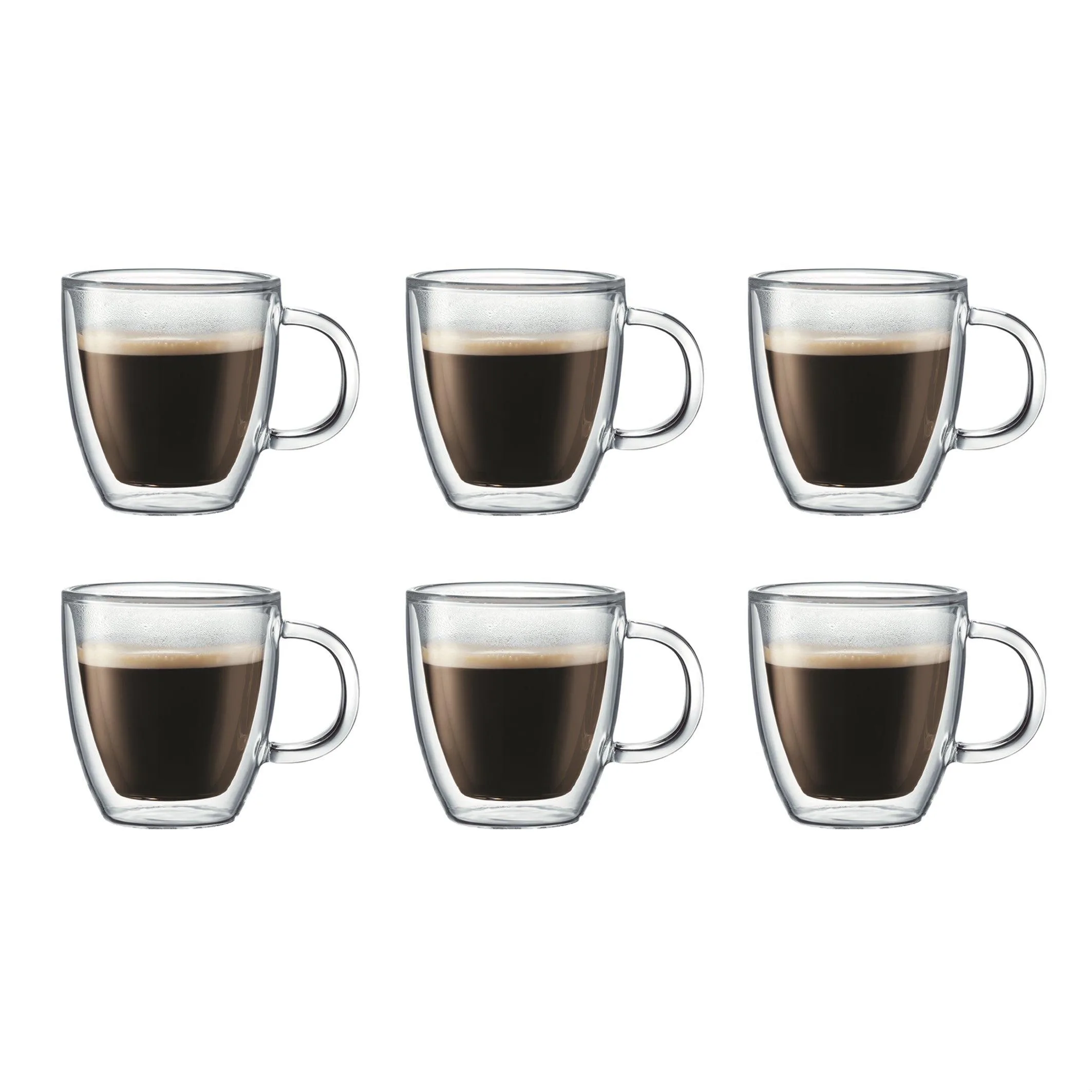 Bodum Bistro 6Pc 10 Oz. Double Wall Insulted Glass Mugs