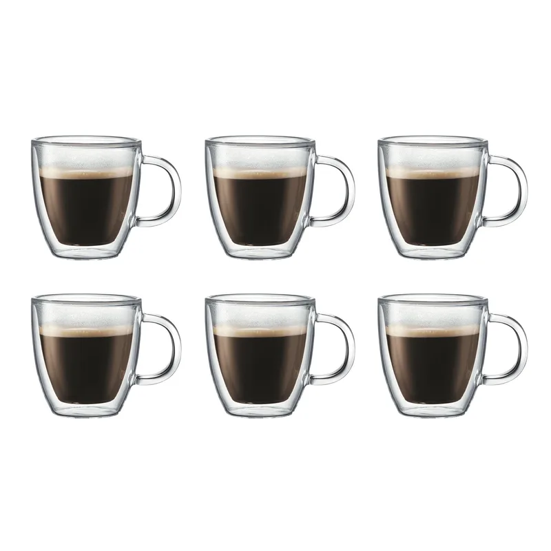 Bodum Bistro 6Pc 10 Oz. Double Wall Insulted Glass Mugs