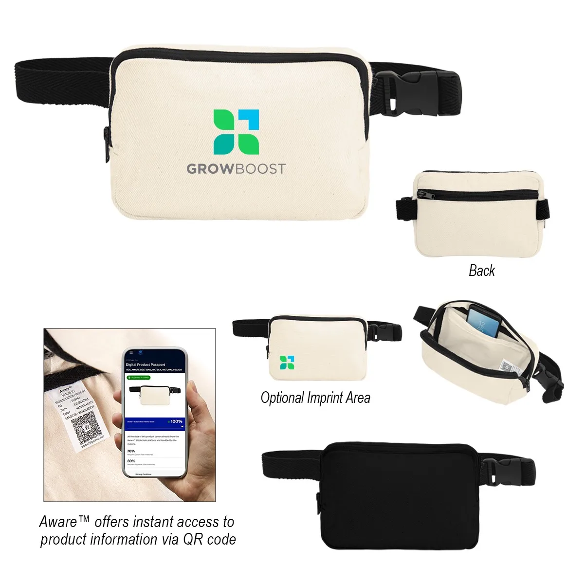 Aware™ 10 Oz. Recycled Cotton Canvas Belt Bag view 2