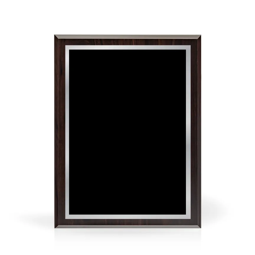 Bordeaux 9x12 Wood Plaque with Black and Silver Plate view 2