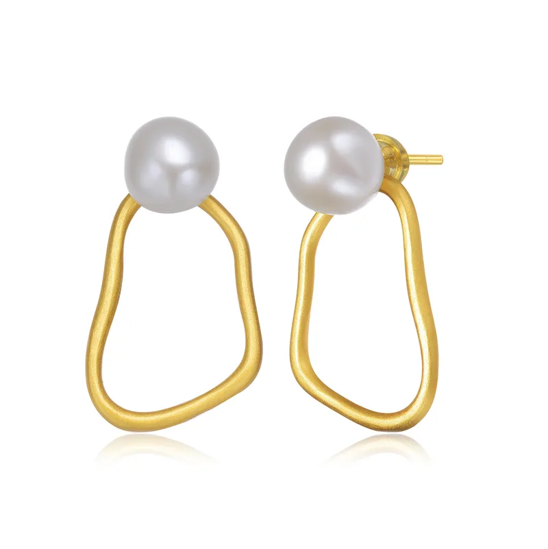 GENEVIVE Delphine Golden Light Pearl Earrings Size 0.39"