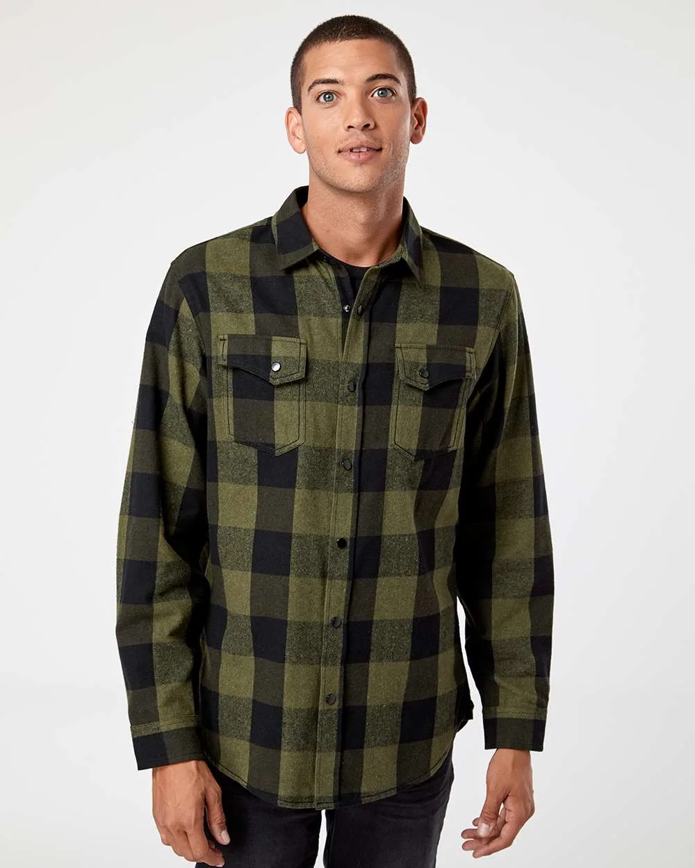 Burnside® Snap Front Long Sleeve Plaid Flannel Shirt view 2