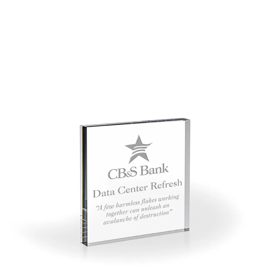 Block Acrylic Paperweight Award - Engraved