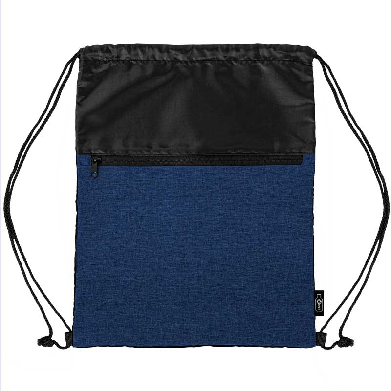 rPET Heather Draw String Bag w/Front Zipper Pocket view 2