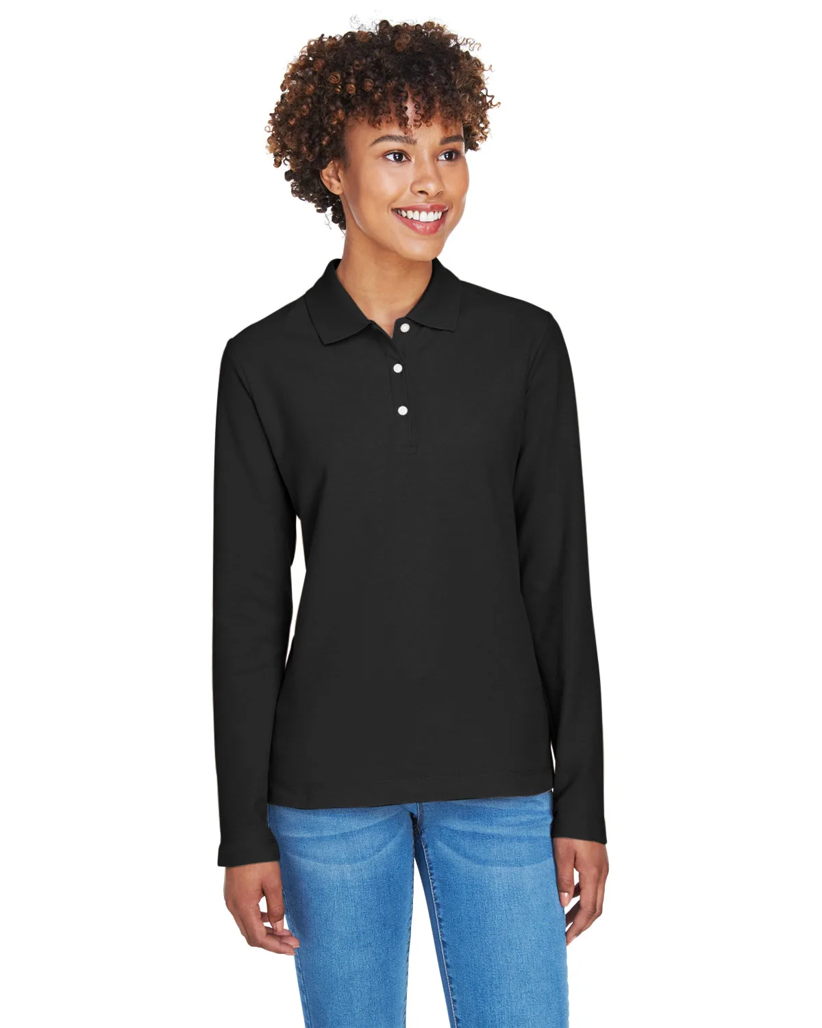 Devon and Jones Ladies' Pima Piqué Long-Sleeve Polo