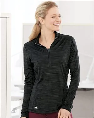 Adidas® Women's Lightweight Melange Quarter-Zip Pullover view 3