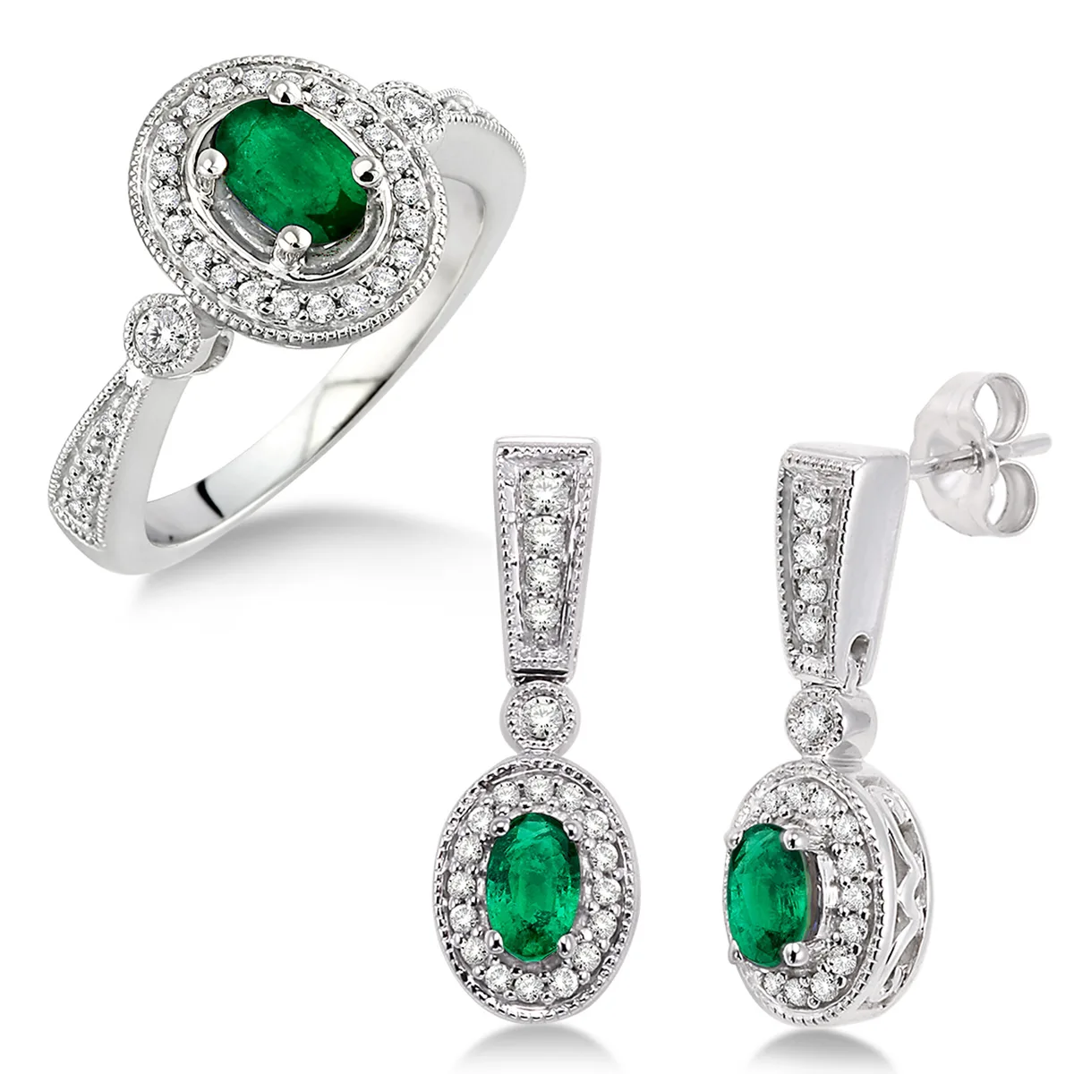 Jilco Inc Emerald Earring & Ring Set