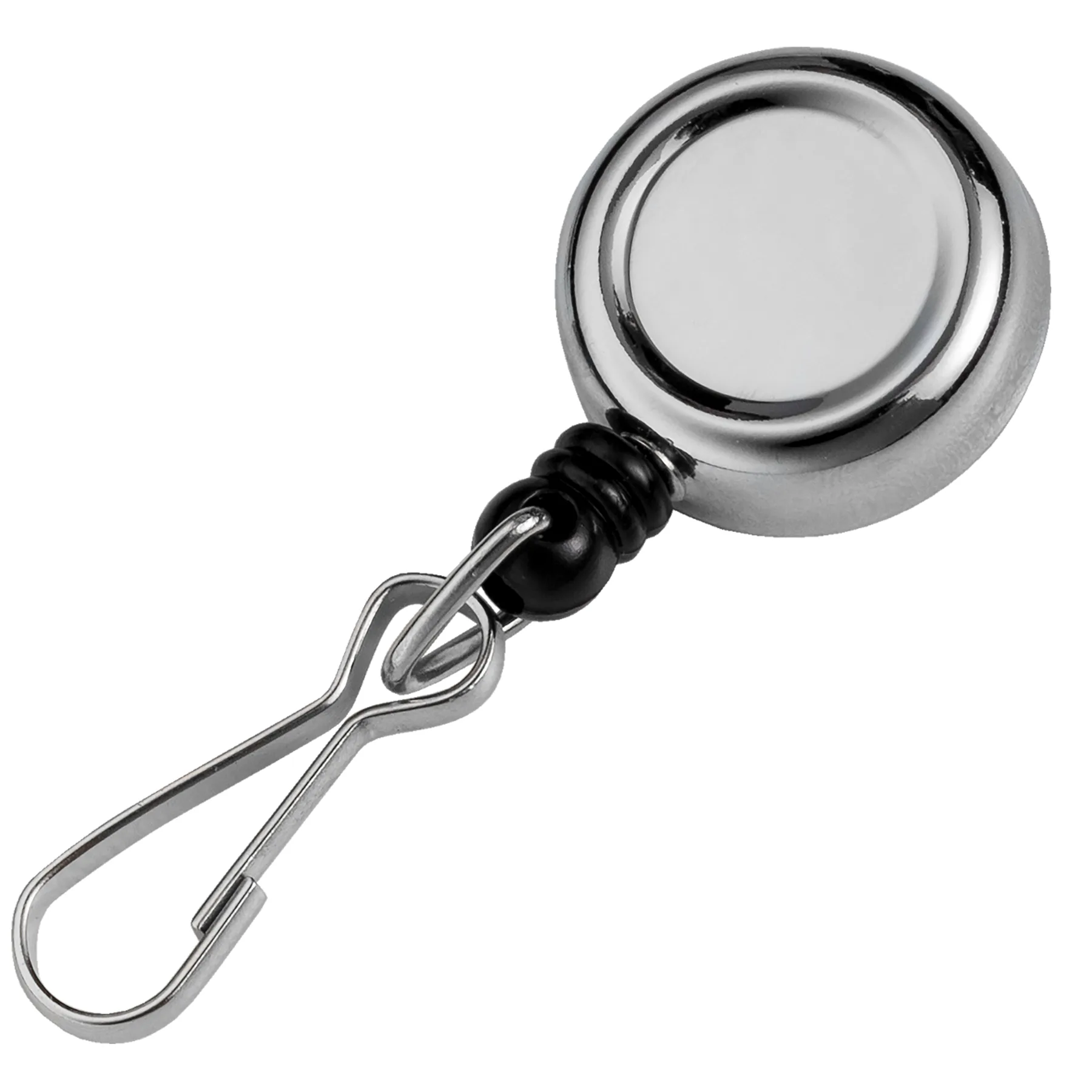 Round Chrome Finish Metal Retractable Badge Reel view 2
