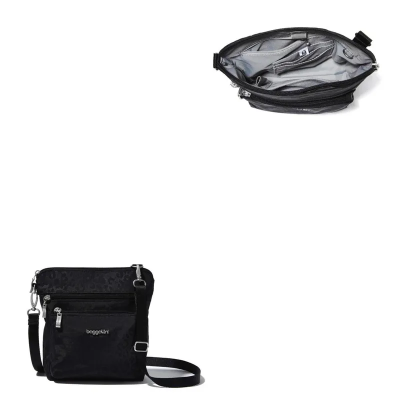 Baggallini Modern Pocket Crossbody Bag - Black Cheetah Emboss
