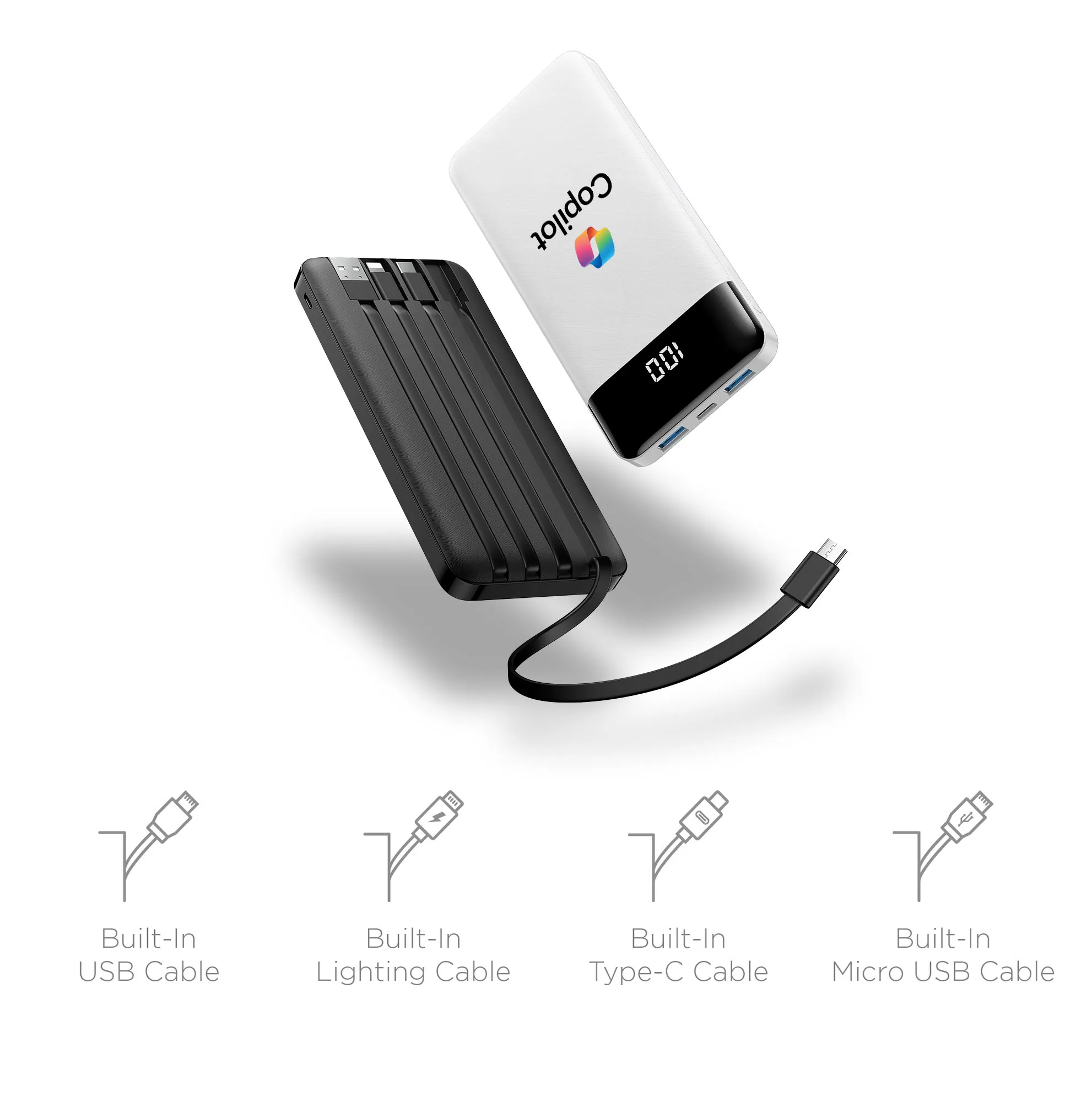 Axiom, Slim 10,000mAh Power Bank with Built-In Cables view 5