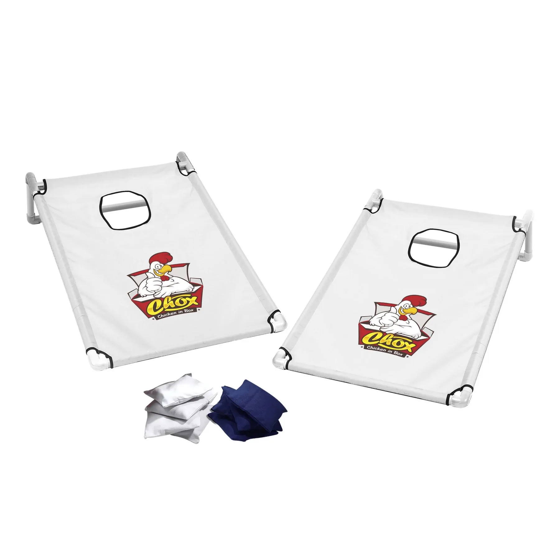 Portable Cornhole, 4 Navy & White Bean Bags view 7