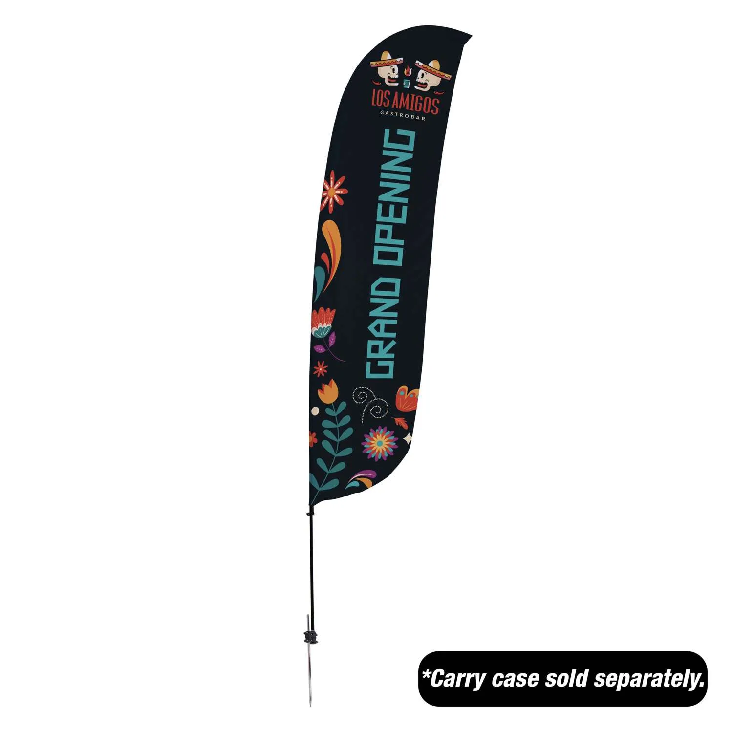 15' Value Feather Sail Sign Kit Single-Sided with Spike Base