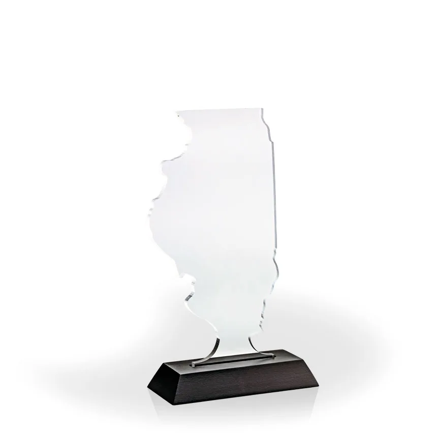 Illinois Award with Black Wood Base - Engraved view 2
