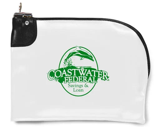 10.5"x9" Expanded Vinyl Curved Zipper Bank Bag w/Standard Swing Lock