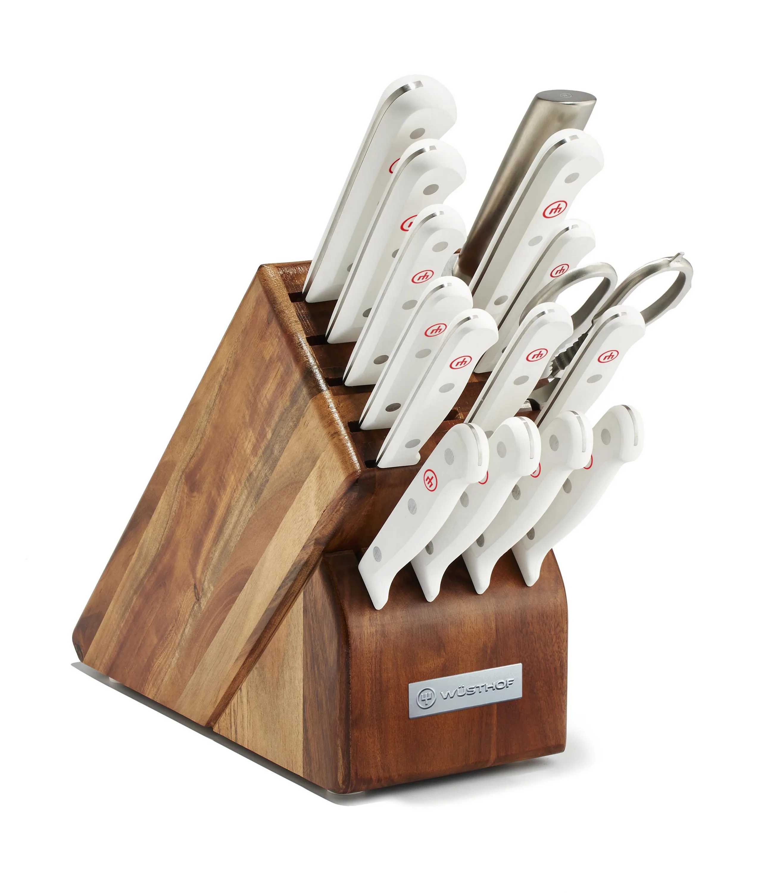 Wusthof Gourmet 16Pc Knife Block Set W/ White Handles