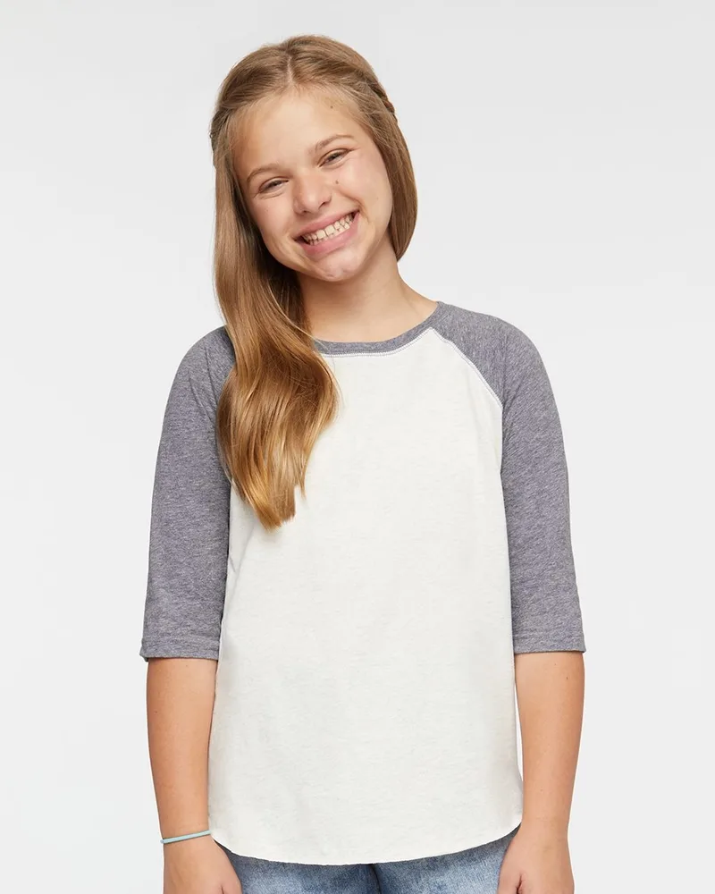 LAT Youth Baseball Fine Jersey Three-Quarter Sleeve Tee