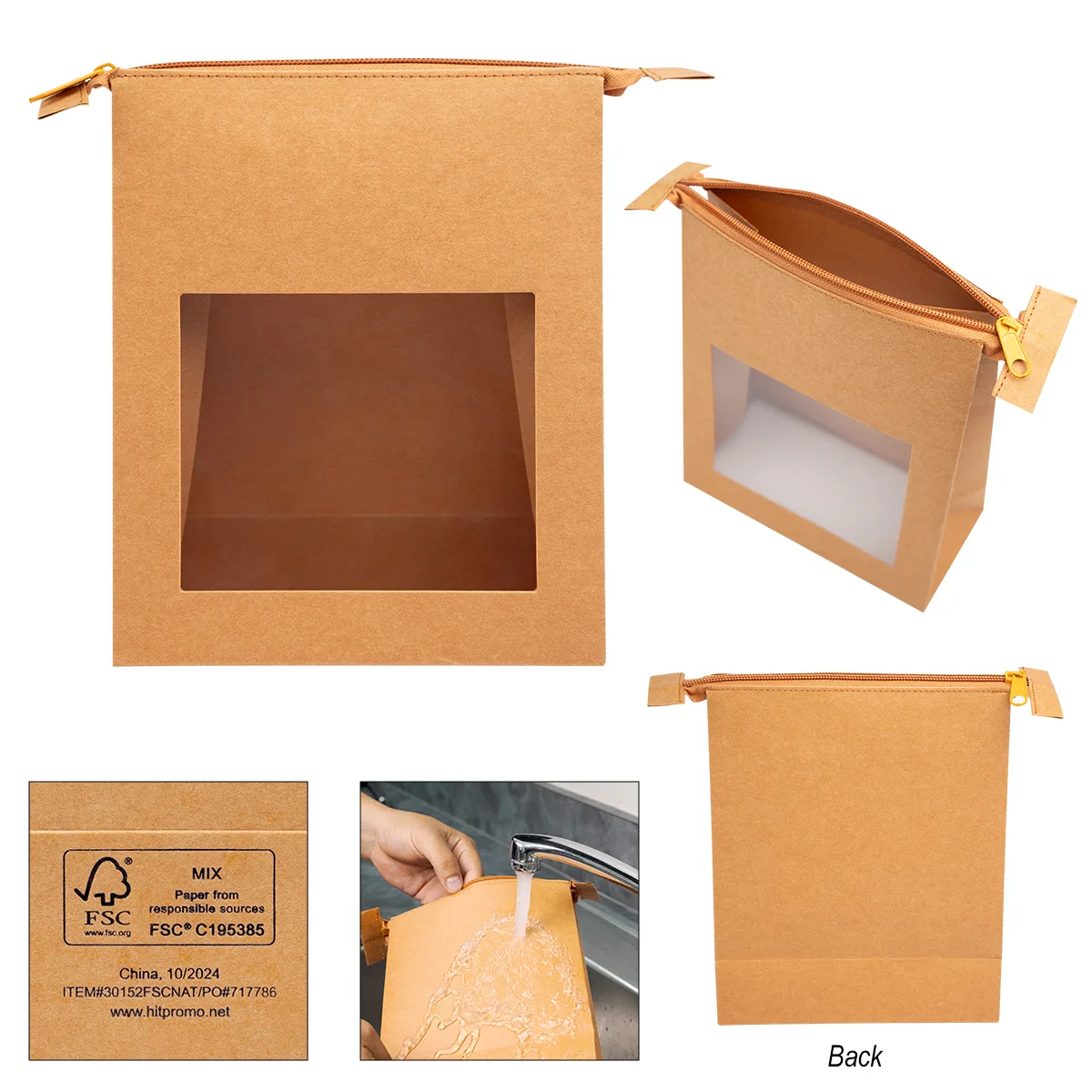 Kraft Paper Zippered Pouch view 3