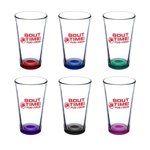 Pub Crawl 16 oz Libbey Pint Glasses with Color Bottom