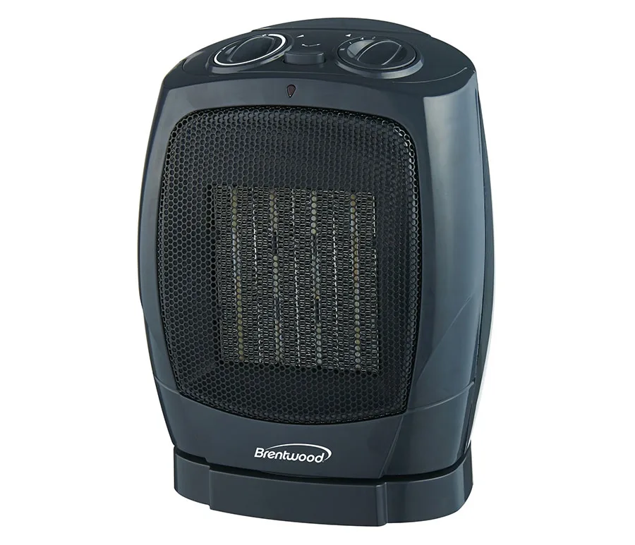 1500w Black Portable Oscillating Ceramic Space Heater & Fan