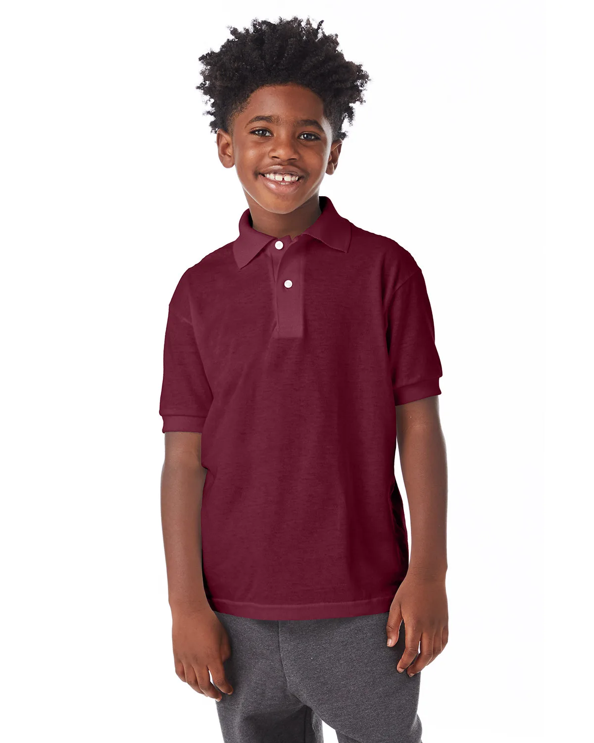 Hanes Printables Youth EcoSmart® Jersey Knit Polo view 6