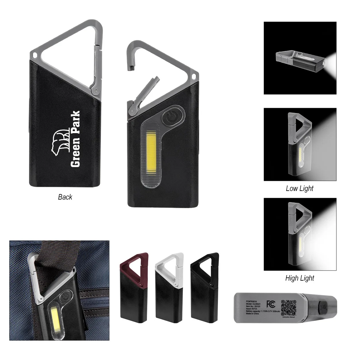 Clip 'n Grow Rechargeable Carabiner Cob Flashlight view 2