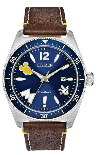 Citizen® Disney® Vintage Mickey Mouse Eco-Drive® Watch w/Brown Strap