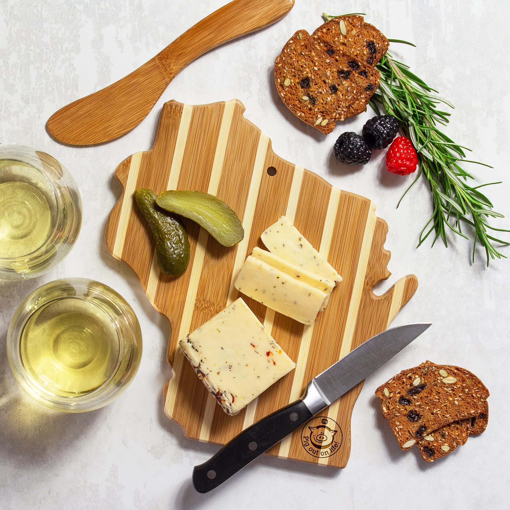 Wisconsin Charcuterie Board with Spreader Knife Gift Set view 3