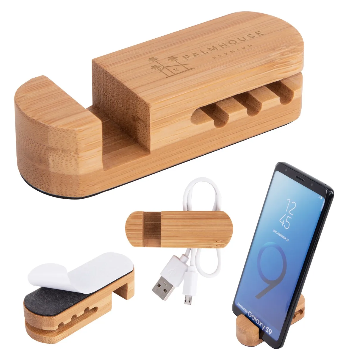 Bamboo Desktop Cable Organizer view 2