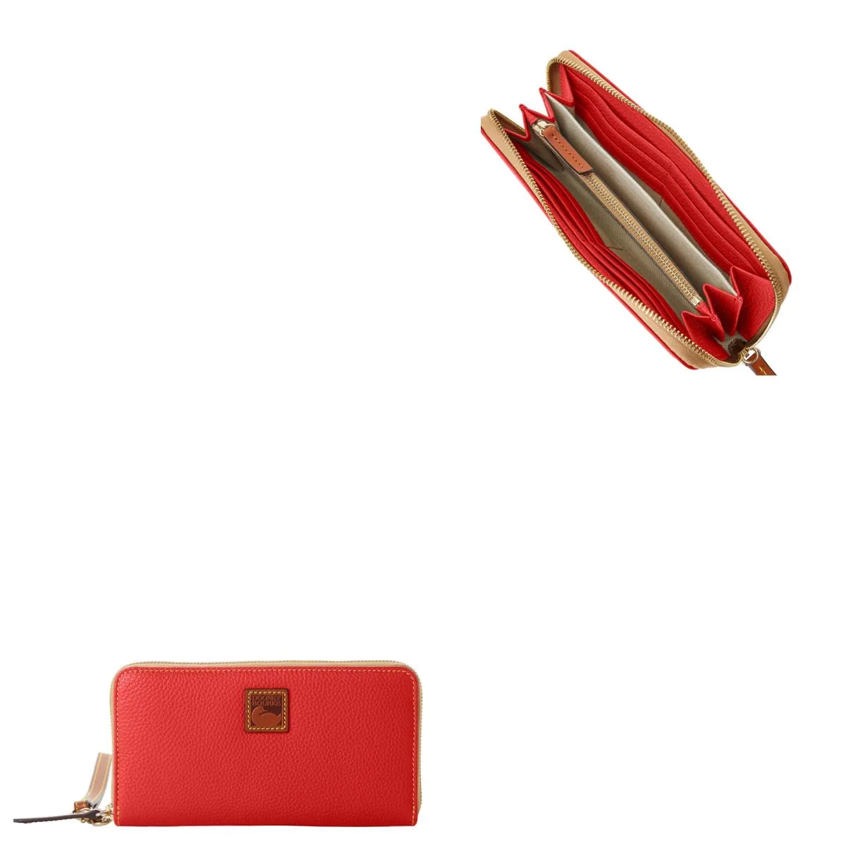 Dooney & Bourke Pebble Grain Large Zip Around Wristlet - Red