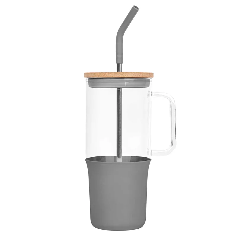 32 Oz. Glass Tumbler w/Handle and Straw view 3