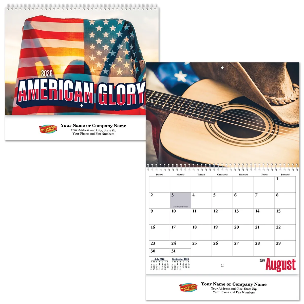 Full Color American Glory Spiral Wall Calendar view 2
