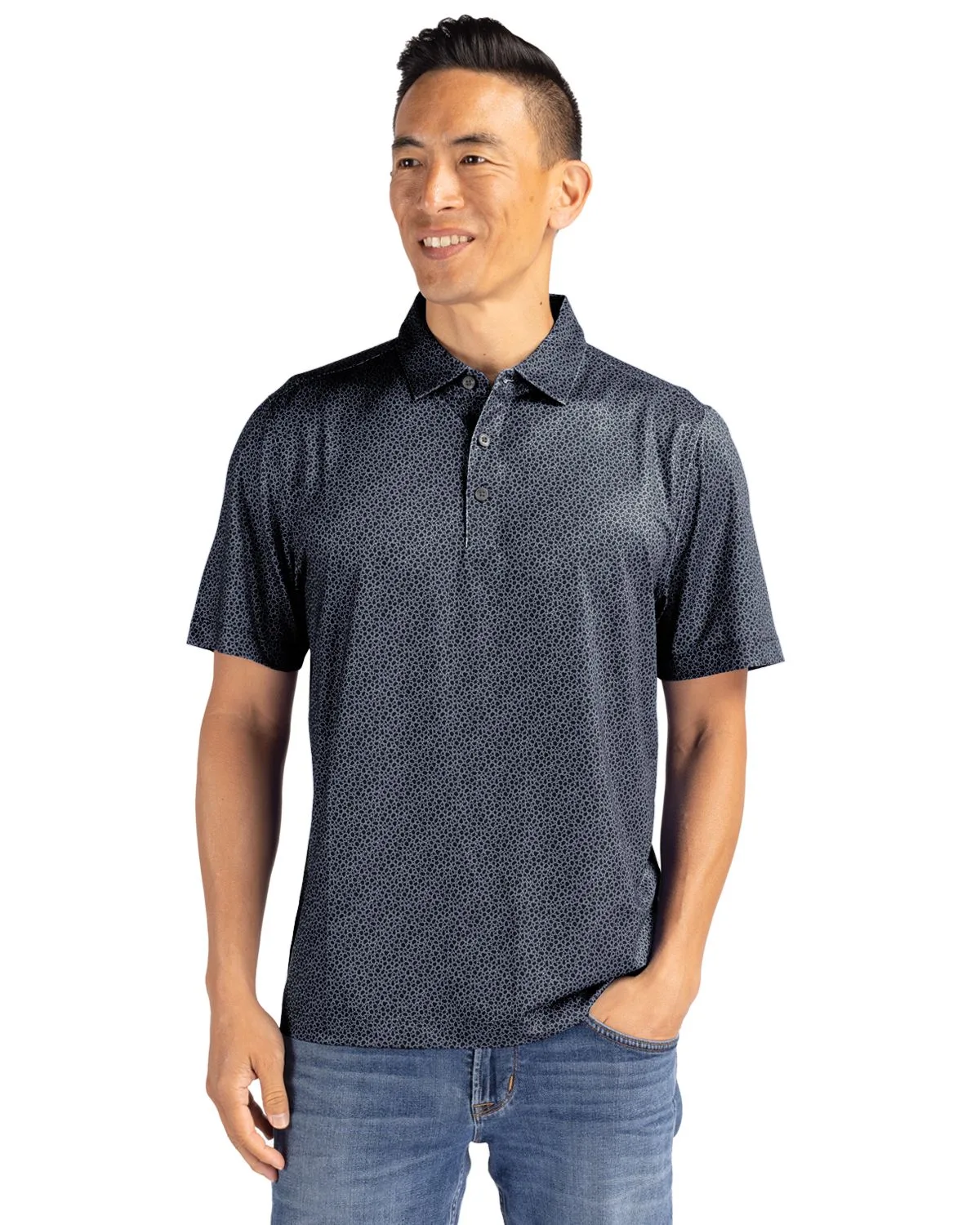 Cutter & Buck Pike Eco Pebble Print Stretch Recycled Mens Polo