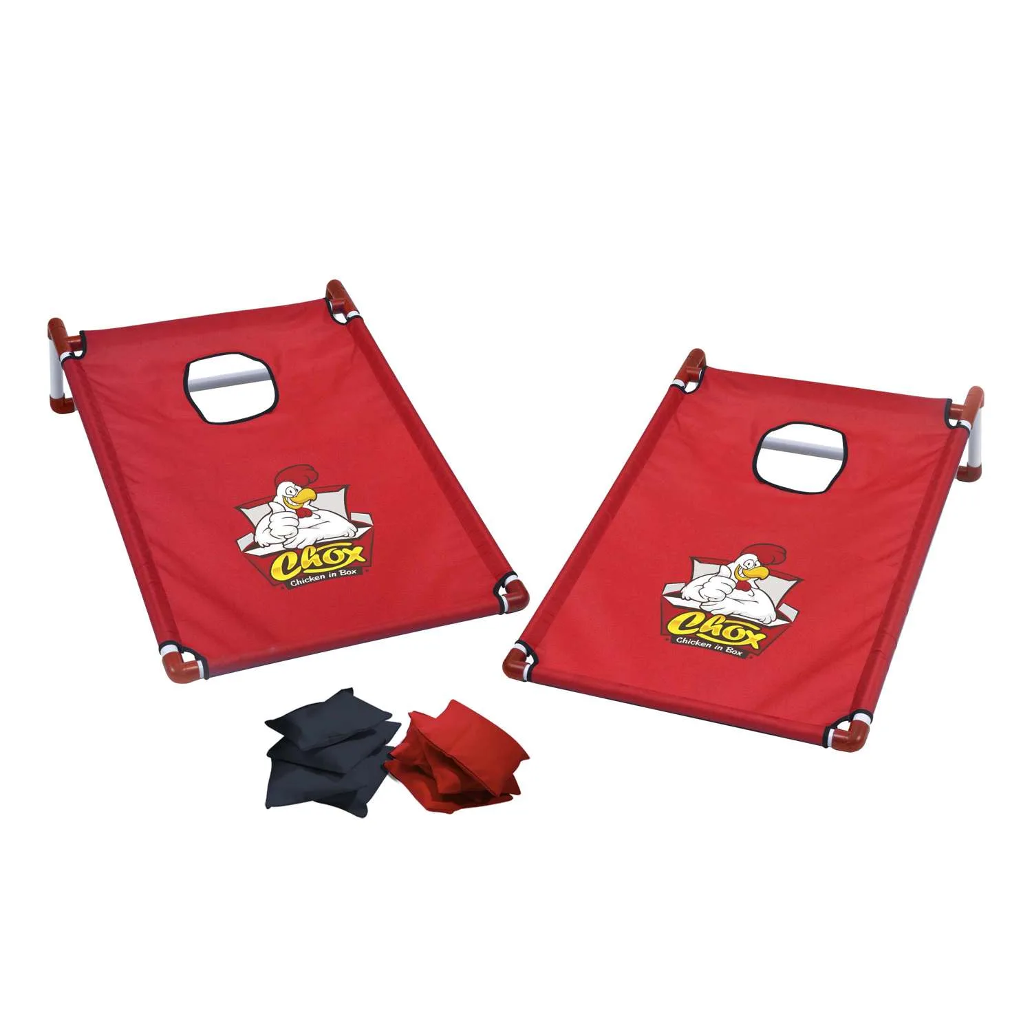 Portable Cornhole, 4 Black & Red Bean Bags