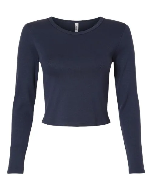 American Apparel® Women's Baby Rib Long Sleeve Cropped T-Shirt view 6