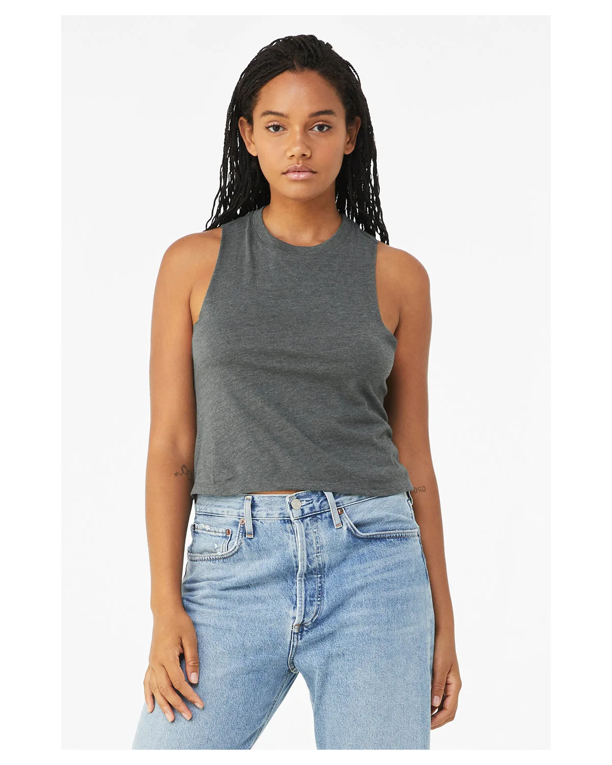 BELLA+CANVAS Ladies' Racerback Cropped Tank view 3
