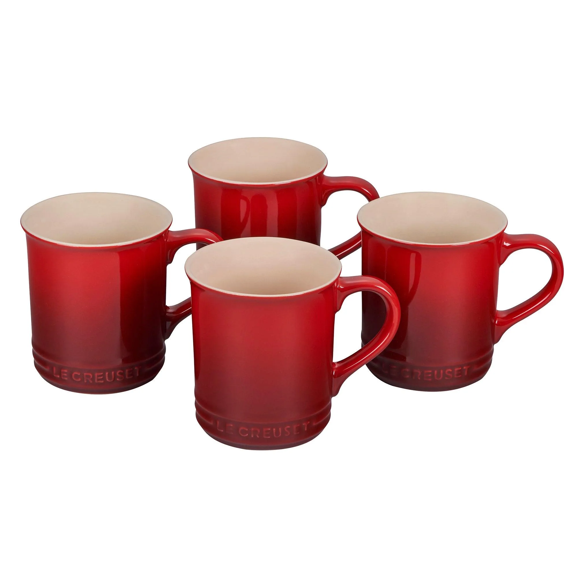 Le Creuset Set Of 4 Stoneware Mugs Cerise