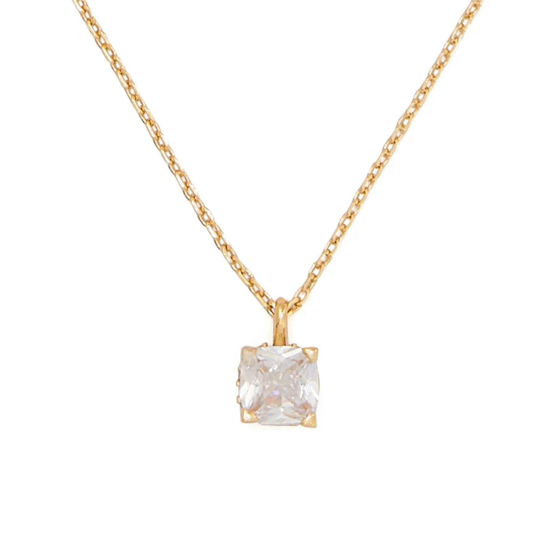 kate spade Little Luxuries 6mm Square Pendant - Clear/Gold