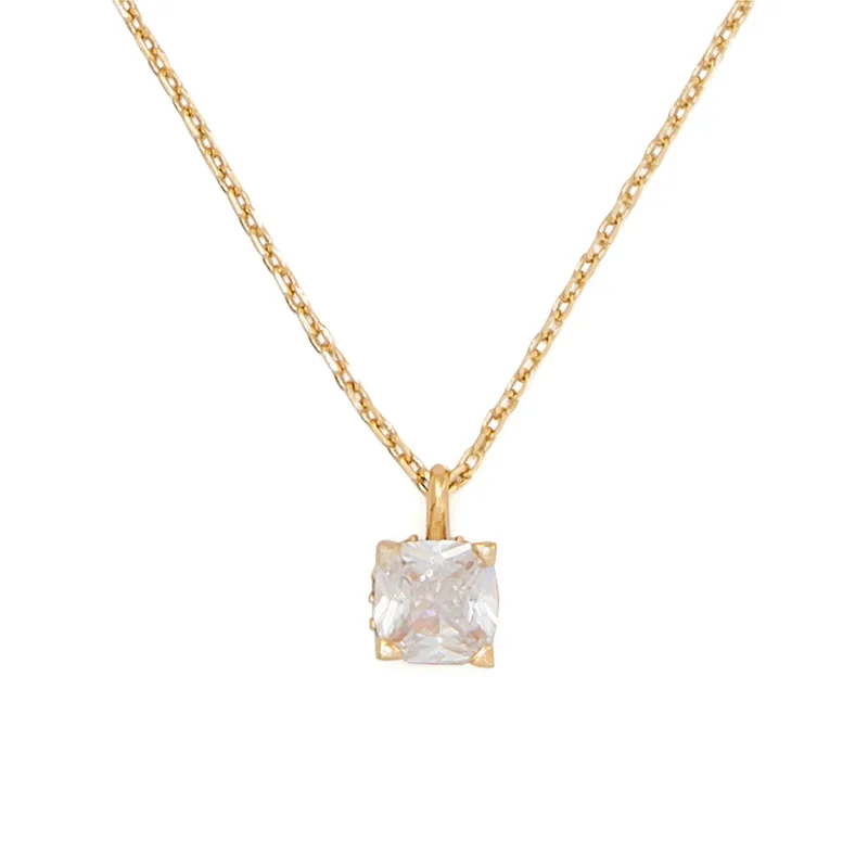 kate spade Little Luxuries 6mm Square Pendant - Clear/Gold