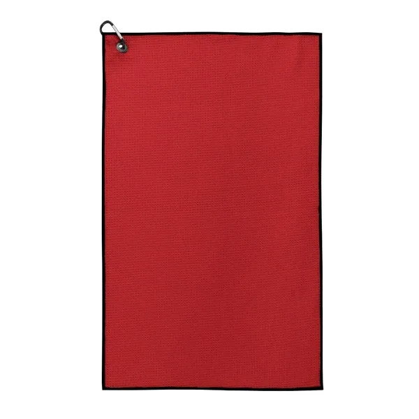 Waffle Weave Golf Towel with Black Corner Hook view 2