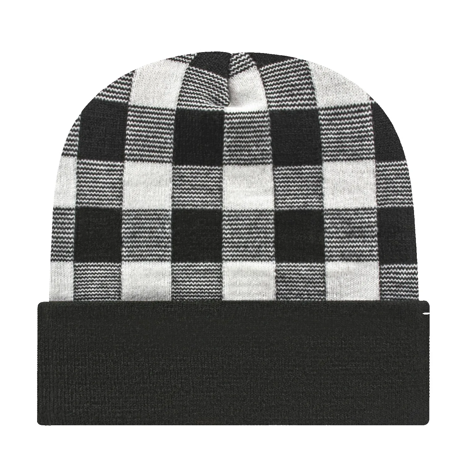 Plaid Knit Cap with Cuff view 5