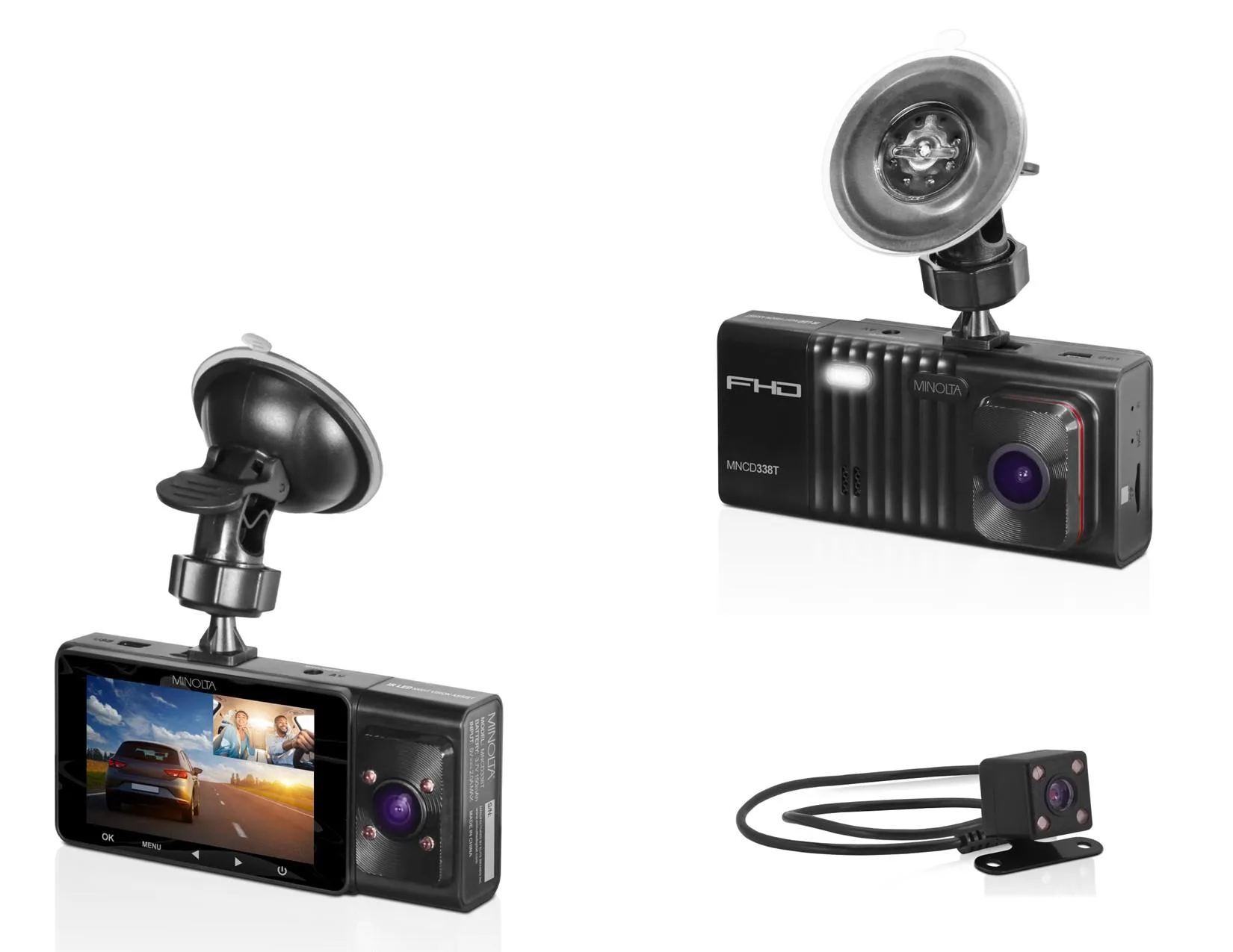 Minolta 1080P Full Hd Dash Camera W/3-Channels