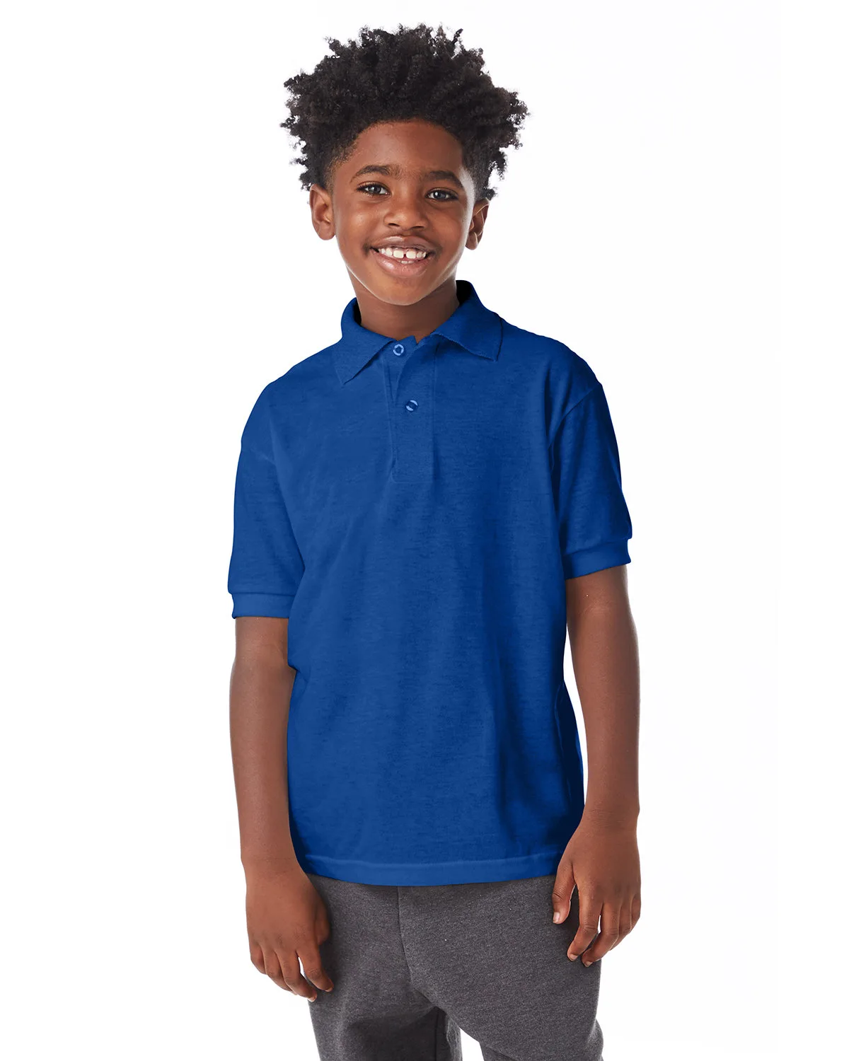 Hanes Printables Youth EcoSmart® Jersey Knit Polo view 4