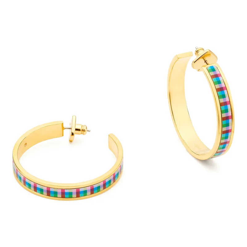 kate spade new york Heritage Spade Flower Hoops - Blue Madras