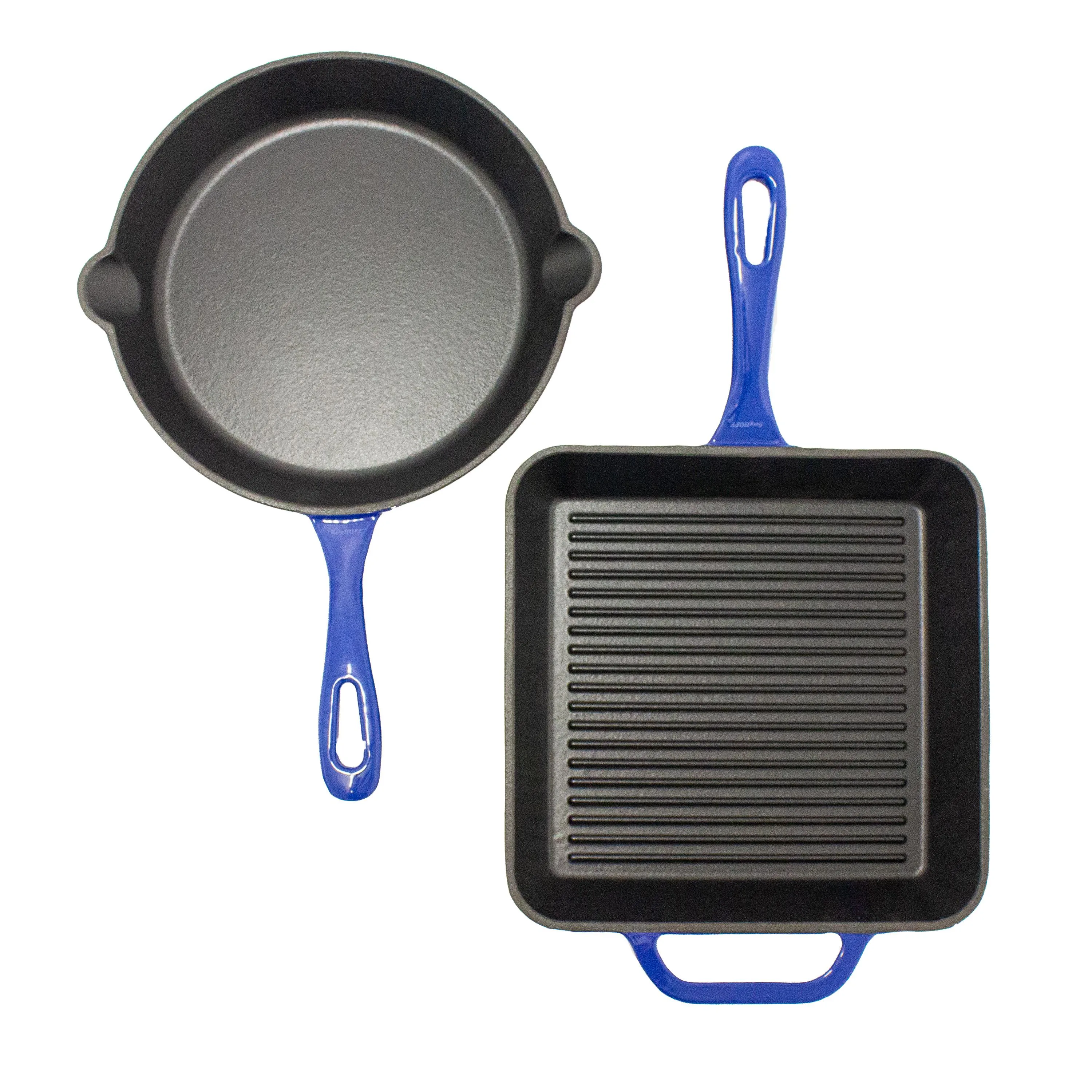 BergHoff 2Pc Enamel On Cast Iron Set, 10" F/P & G/P, Blue