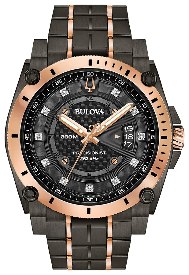 Bulova Watches Men's Precisionist Collection Champlain Diamond Watch Gray Ip Stainless Steel