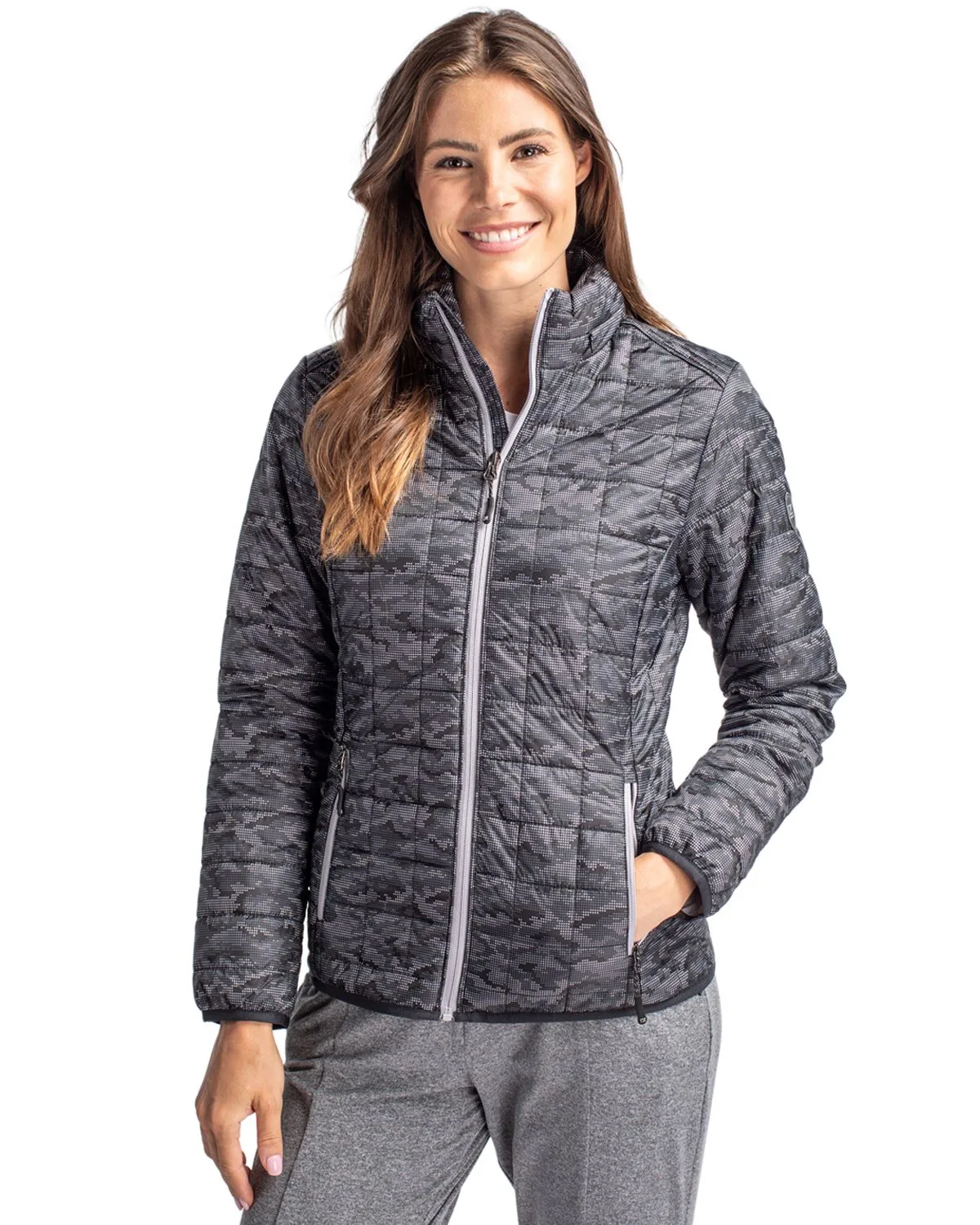 Cutter & Buck Rainier PrimaLoft? Womens Eco Insulated Full Zip Printed Puffer Jacket