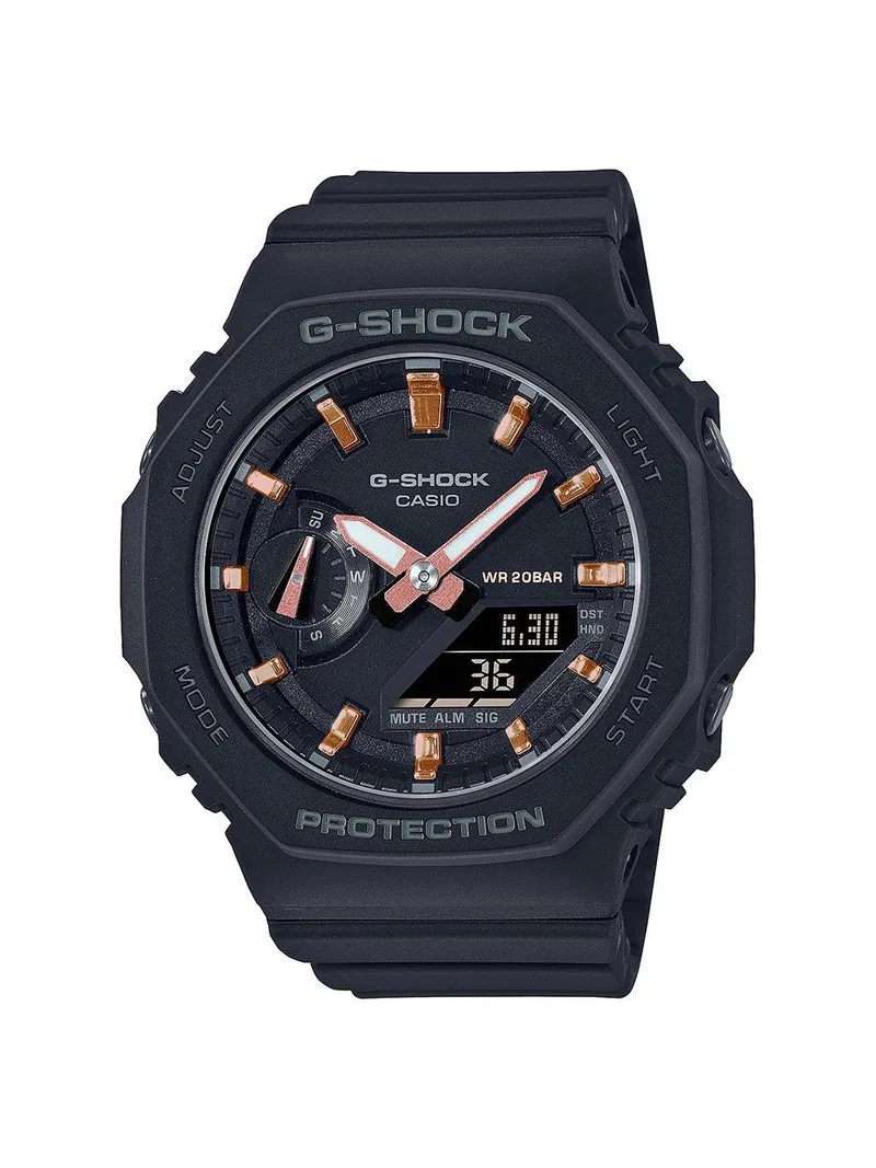 G-Shock Ladies Octagonal Analog/Digital Black Resin Watch Black Dial