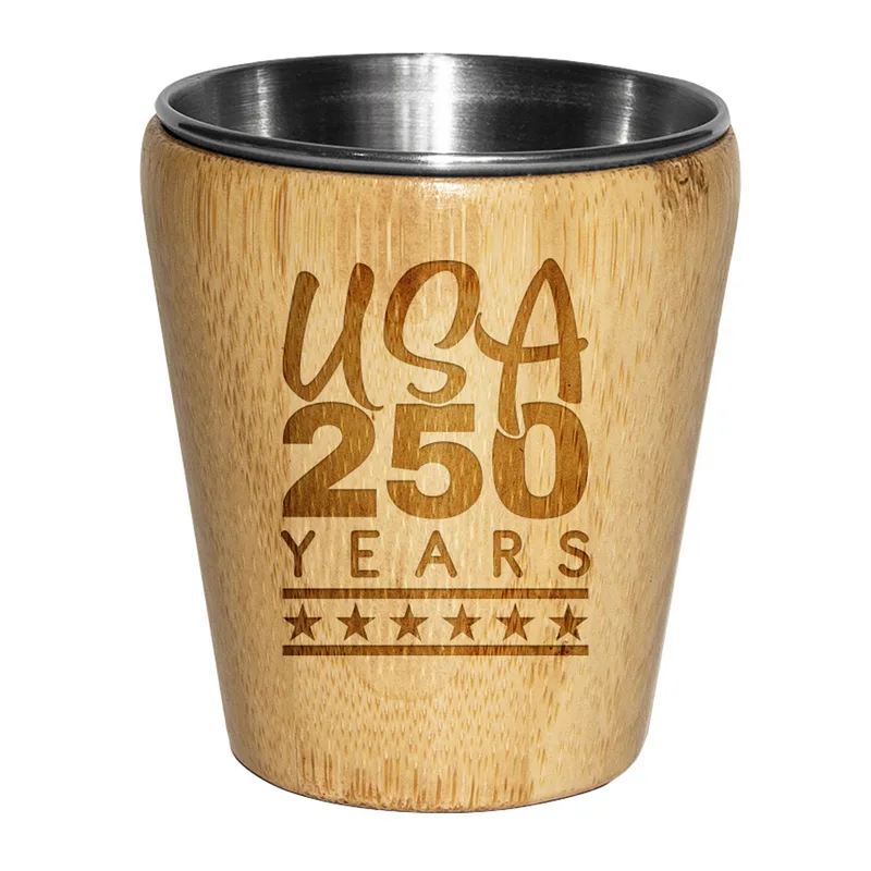 Limited Edition USA 250 Years Bamboo Shot Glass w/Stainless Steel Interior