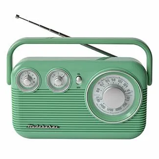 Studebaker Portable Teal Green AM/FM Analog Radio w/On & Off Switch